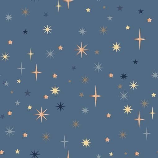 Weihnachten, Baumwolldruck, Sterne, Rosegold, creme weiß, jeansblau