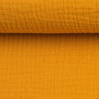 Jenke , Double Gauze, **Restschrumpfwert ca. 10%**, uni senf