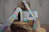 Webband von farbenmix, 15 mm, Glitzernde Flatterlis grau