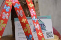 Webband von farbenmix, 15 mm, Glitzernde Flatterlis rot