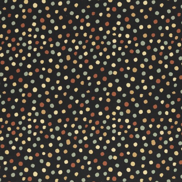 Happy Harvest, Baumwolle Webware, Swafing, bunte Tupfen schwarz