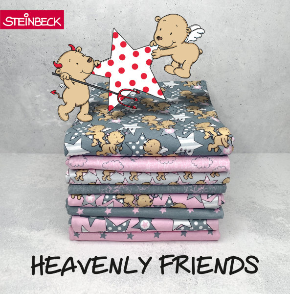 Heavenly Friends by Steinbeck, Swafing, Jersey Baumwolle, rosa-grau