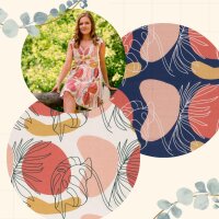 Lizzy FS22, Swafing, Viskose, Leinen, Bl&auml;tter, apricot