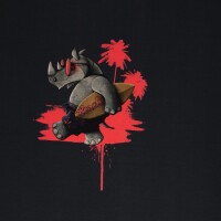 Surferhino by Thorsten Berger, Jersey Baumwolle, Swafing,  Panel  ca. 85 cm Anthrazit-Koralle