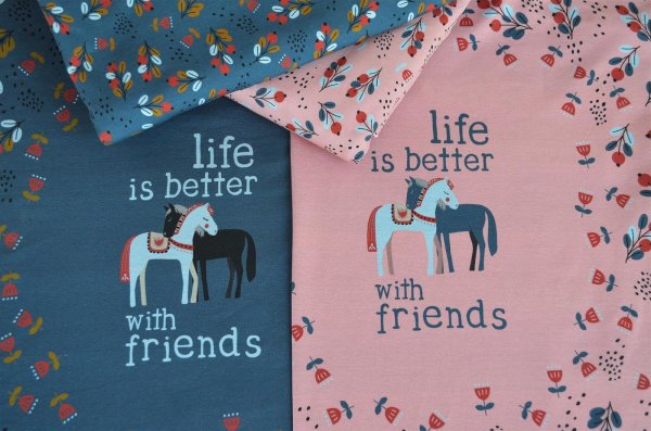 Happy Together by Bienvenido Colorido, Jersey Baumwolle, Swafing,  Panel  ca. 100 cm , rosa