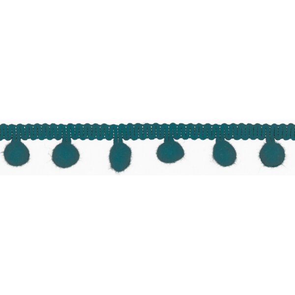 Pom Pom Band, Bommelborde, 10 mm, petrol - 505