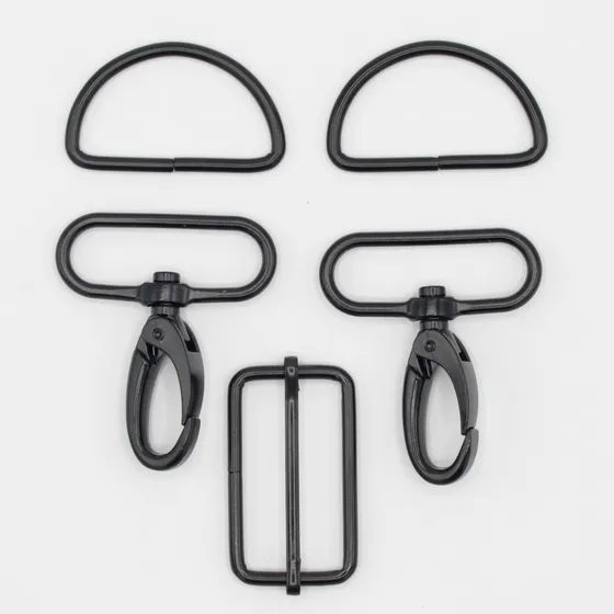 Taschen Accessoires, Karabiner, D-Ringe, Schieber  schwarz,40 mm