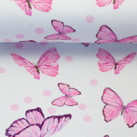 Madrid, Jersey Baumwolle, Swafing, Schmetterlinge, rosa/weiß