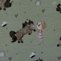 I love Ponys by Sabine Marschall, Jersey Baumwolle, Swafing, lindgrün Mädchen, Ponys