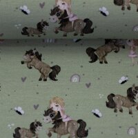 I love Ponys by Sabine Marschall, Jersey Baumwolle, Swafing, lindgrün Mädchen, Ponys