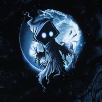 Halloween Tales  by Thorsten Berger, French Terry, Swafing, Panel ca. 0,85 m, Witchcraft Warrior, blau