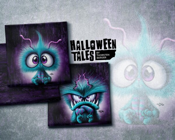 Halloween Tales  by Thorsten Berger, French Terry, Swafing, Panel ca. 0,85 m, Monster Moods, violett