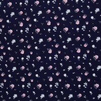 Rose, Baumwolle Webware, dunkelblau kleine Rosen