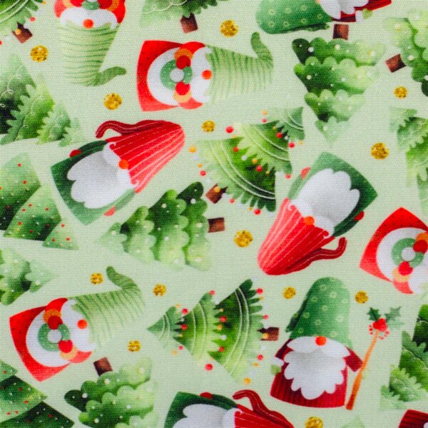 Merry Christmas, Baumwolle Webware, Swafing, Wichtel, Tannenbäume, grün