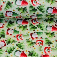 Merry Christmas, Baumwolle Webware, Swafing, Wichtel, Tannenbäume, grün