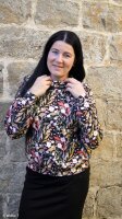 Frida, Modal French Terry, Swafing, Blumen/Blätter, schwarz