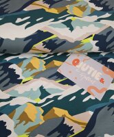 French Terry angerauht, Mountains, Qjutie, blau