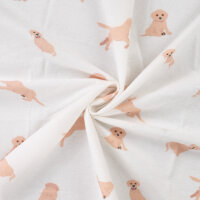 Flanell "Golden Retriever Puppys&ldquo;, QJUTIE, ecru