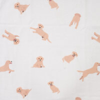 Flanell "Golden Retriever Puppys&ldquo;, QJUTIE, ecru