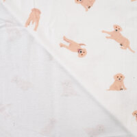 Flanell "Golden Retriever Puppys“, QJUTIE, ecru