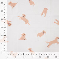 Flanell "Golden Retriever Puppys“, QJUTIE, ecru