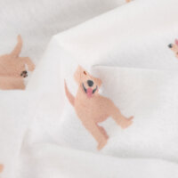 Flanell "Golden Retriever Puppys“, QJUTIE, ecru
